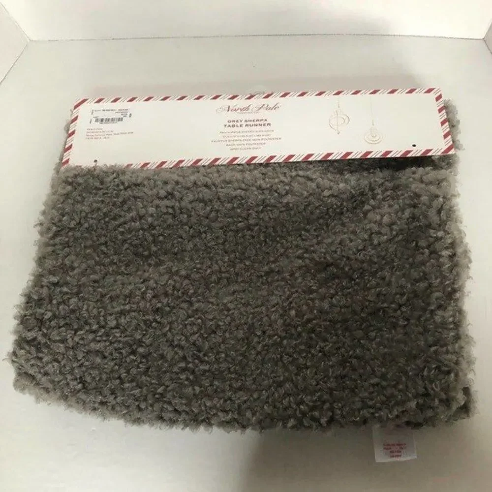 North Pole Trading Co‎ Grey Faux Sherpa Table Runner 14